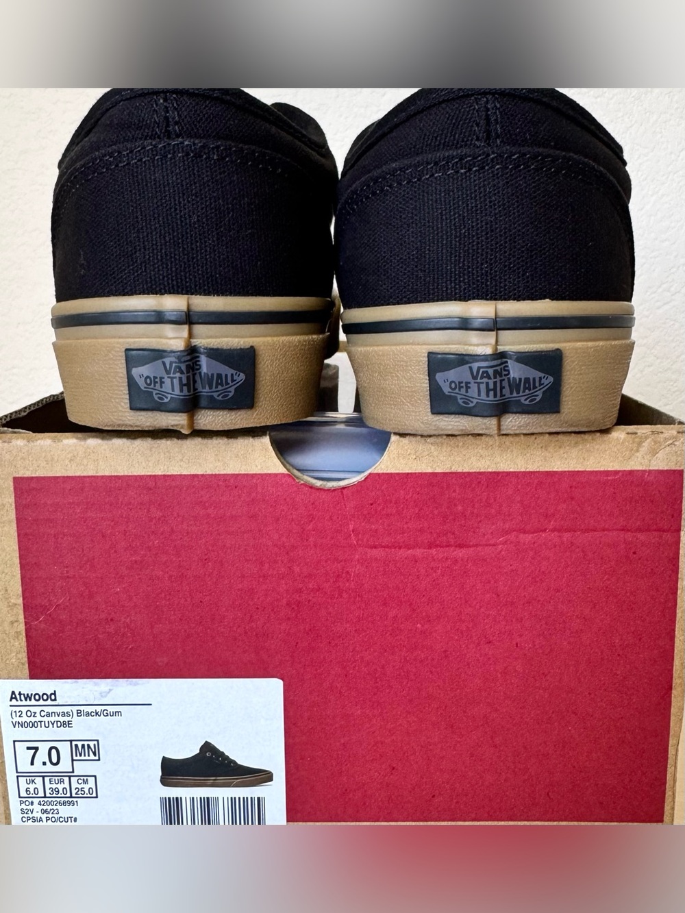 Vans Atwood Black Gum Canvas Sneakers Men’s Size 7 Low Top Skate Shoes EUC - Picture 7 of 10